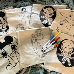 Color a tote/ washable Cotton Tote/ Fish Extender Gift/ FE Gift/ Character Signatures/ Disney/ Disney Cruise/Vacation/