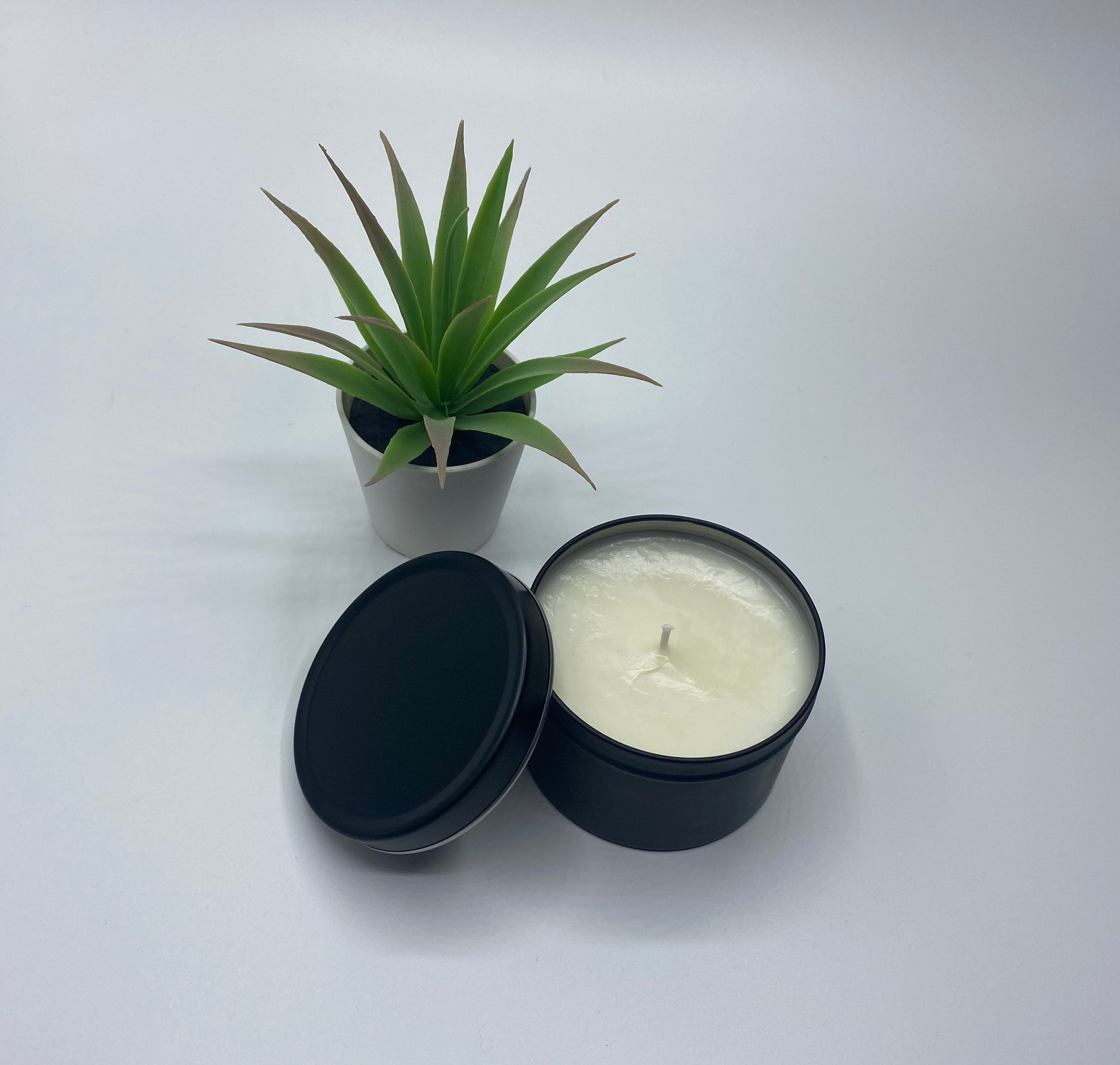 Black Tin Candle With Lid/candle/soy Candle/industrial / Etsy