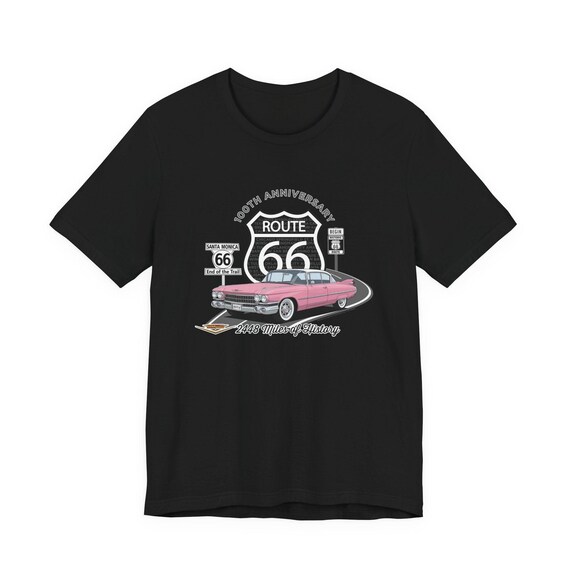 Pink Cadillac Route 66 Short Sleeve Tee, 100th Anniversary Legends