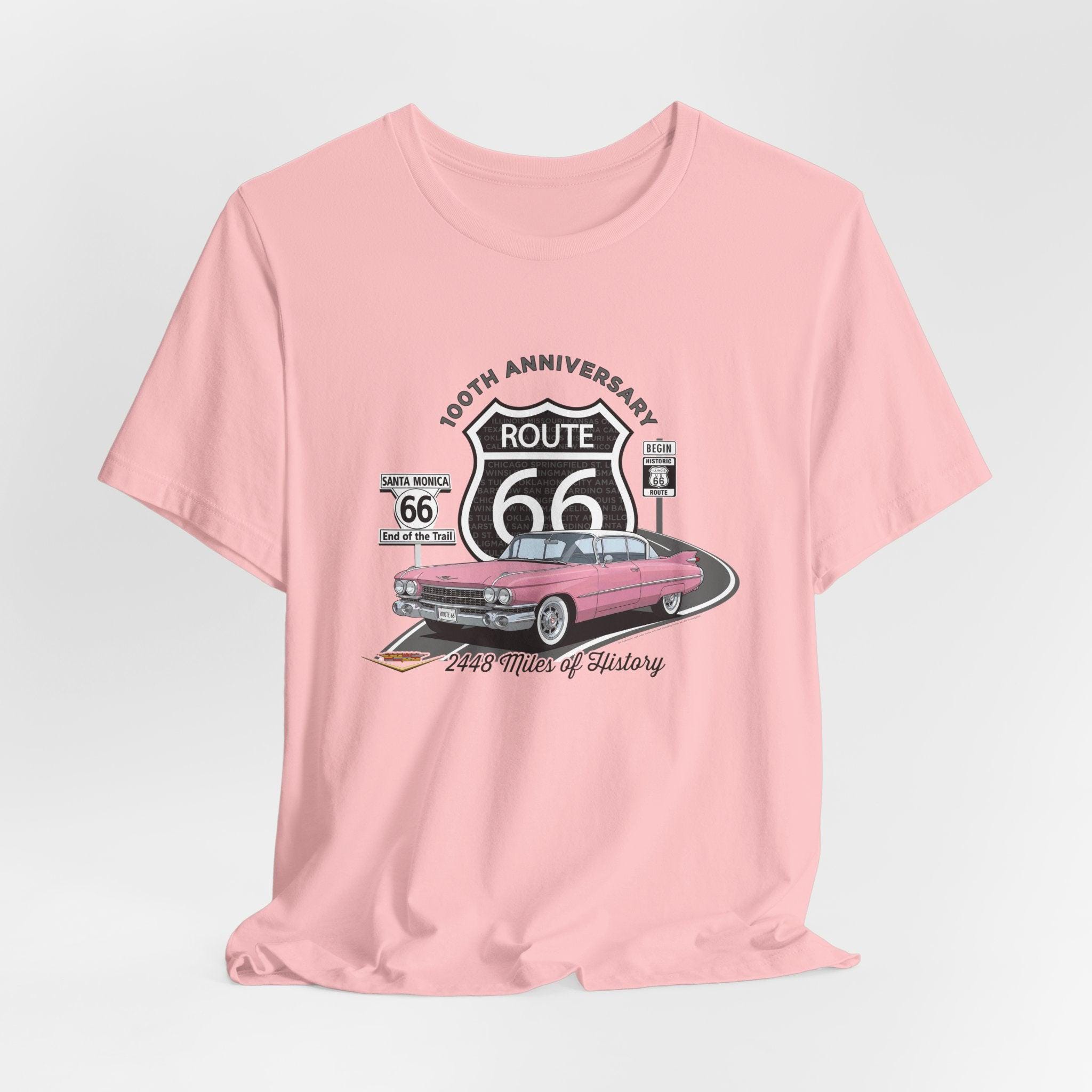 Pink Cadillac Route 66 Short Sleeve Tee, 100th Anniversary Legends