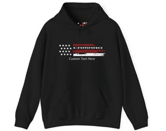 Personalized Chevy Camaro Americana Unisex Hoodie, Fleece Pullover Sweatshirt, Front Design