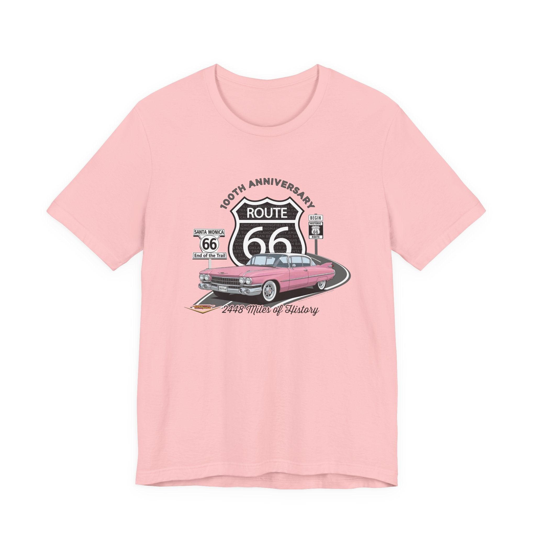 Pink Cadillac Route 66 Short Sleeve Tee, 100th Anniversary Legends