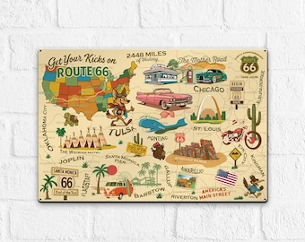 Personalized Route 66 Sign, City and State, Customized Route 66