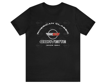 Corvette C4 Arch Flag Unisex Short Sleeve T-Shirt, Chevy Gift for Corvette Fans, Car Lovers, Corvette Owners Tee
