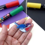 Painted wooden robin bird pendant necklace