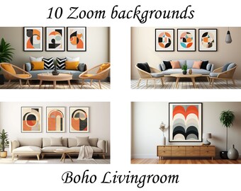 10 Digitale Zoom-Hintergrund/Videoconferencing/Streaming-Hintergründe mit Boho-Look