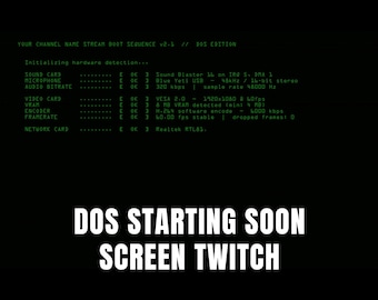 Retro DOS Stream Starting Soon Screen | Personalized Twitch Overlay | 3 Color Versions | MS-DOS Boot Animation | Custom Channel Name