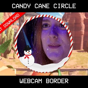Círculo de borde de cámara Candy Cane / Superposición de cámara web animada de Twitch / Borde de cámara web de Navidad para OBS / Superposición de OBS