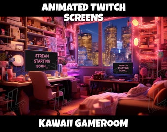 Animierte Twitch Screens Kawaii Spielzimmer | Animiertes Twitch-Overlay | Stream Startet Bald | Stream angehalten