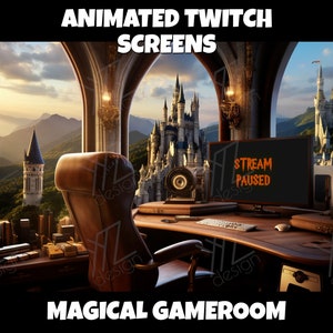 Animated Twitch Screens Magical Gameroom | Animated Twitch-overlay | Twitch Overlay | Stream Starting Soon | Stream Paused