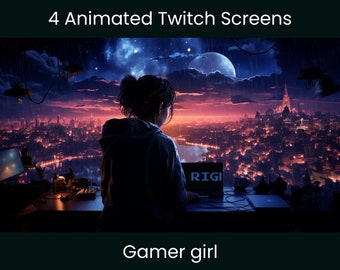 Stream Starting Soon | Twitch intermission screens | Retro TV | Animated Twitch Overlay Gamer Girl