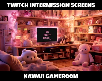 Pantallas de Twitch animadas Kawaii Gameroom / Superposición de Twitch animada / Transmisión que comienza pronto / Transmisión en pausa