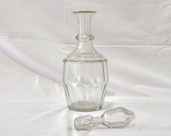 Baccarat Style Decanter, Antique Glass Bottle, Antique Whiskey Bottle, Whiskey Decanter, Clear Glass Decanter, French Antiques, Home Decor