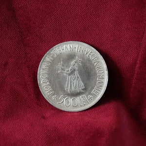 1941 Romanian 500 Lei Coin, Romanian Coin, Romanian Lei, Silver Lei, Antique Coin, Bassarabia Reunion, Romania, Moldova, Commemorative Coin