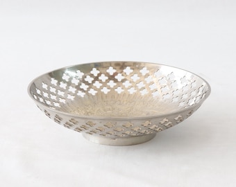 Mellanöstern Antik Silverpläterad Skål, Antik Godisfat, Silver Godisfat, Vintage Godisfat, Vintage Nötskål, Mellanöstern Dekor