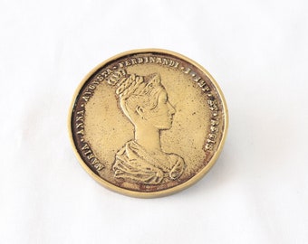 1836 Maria Anna Augusta Medal, German, Prague, Vintage Brass Medal, Vintage Brass Medal, Memorabilia, Brass Paperweight, Desk Accessories