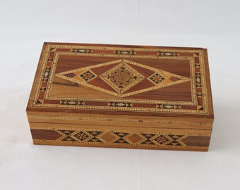 Vintage Jewelry Box, Wooden Handmade Jewelry Box, Vanity Box for Her, Marquetry Box, Wooden Box, Jewelry Box for Men, Jewelry Box for Women