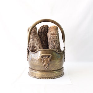 Vintage Firewood Holder, Brass Firewood Holder, Firewood Basket, Firewood Bucket, Firewood Storage, Firewood Rack Indoor, Fireplace Decor
