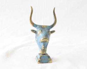 Vintage Handmade Oxidized Brass Minotaur Statue, Minotaur Miniature, Minotaur Figurine, Minotaur Figure, Greek Mythology Gifts Minotaur Head