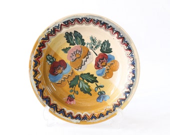 Prato de cerâmica antigo, prato feito à mão, prato pintado à mão, prato decorativo, decoração de prato de parede, decoração de parede, decoração de casa de fazenda, presente para ela