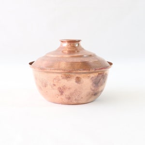 Antique Copper Casserole, Vintage Small Casserole, Primitive Cooking Pot, Vintage Pot, Vintage Copper Small Oven, Vintage Kitchen Utensils