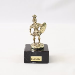 Greek Soldier Statue, Greek Soldier Figurine, Ancient Greek Soldier Sculpture, Gold Statue, Collectible Figurine, Vergina Sun, Greek Statue