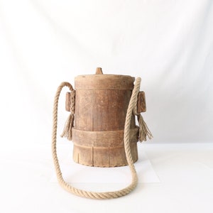 Antique Wooden Bucket, Antique Water Vessel, Antique Milk Bucket, Shepherds Bucket, Shepherds Vessel, Farmhouse Decor, Unique Kitchen Decor