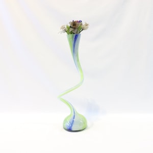 Multicolor Glass Vase, Hand Blown Glass Vase, Art Glass Vase, Antique Large Vase, Vase Centerpiece, Spiral Vase, Twisted Vase, Swing Vase