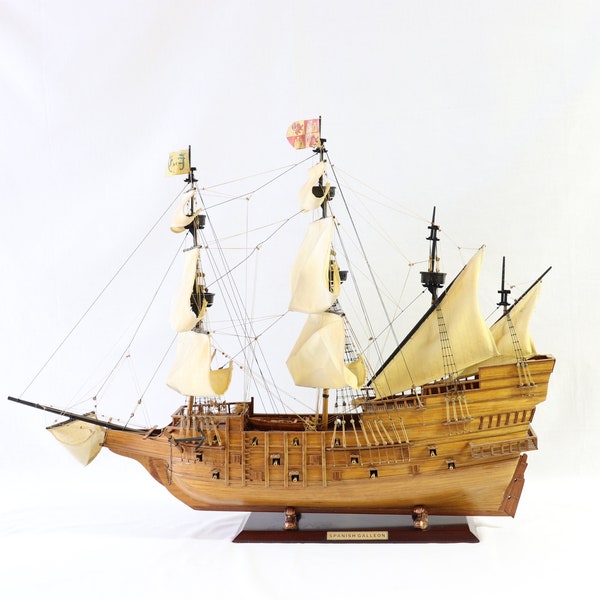 Modèle de navire de galion espagnol, modèle de navire en bois, modèle de navire fait à la main, modèle de navire antique, décor maritime, cadeaux maritimes, cadeaux nautiques