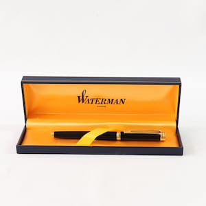 Waterman Fountain Pen, Vintage Fountain Pen, Waterman Harmonie, Black Fountain Pen, Blue Leather Box, Maison du Porte Plume, Gift for Him