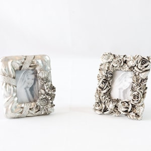 Silberner Bilderrahmen-Set, Vintage Bilderrahmen, Bilderrahmen-Set, Metallbilderrahmen, Mini-Bilderrahmen, Miniaturbilderrahmen, Hochzeitsgeschenk