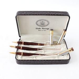 Celluloid Fountain Pen Set, Gold Fountain Pen, Ballpoint Pen, Fountain Pen Gifts, Pen Collector, Executive Gifts, Gift for Him, Gift for Her