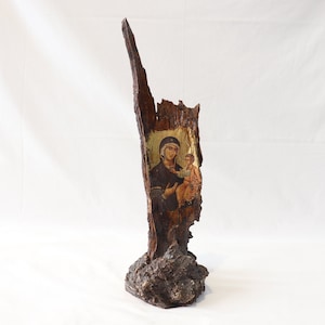 Virgin Mary Icon, Unique Icon, Wooden Icon, Handmade Icon, Orthodox Icon, Byzantine Icon, Religious Icon, Religious Home Decor, Baptism Gift