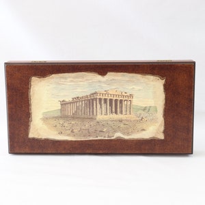 Handmade Backgammon Set, Wooden Backgammon, Greek Backgammon, Backgammon Board, Greek Gifts, Unique Gifts, Gravure, Parthenon, Acropolis