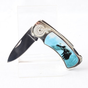 Navaja de bolsillo pequeña, Navaja plegable pequeña, Navaja de bolsillo con águila, Navaja plegable con águila, Navaja de bolsillo de colección, Acero inoxidable, Regalos únicos