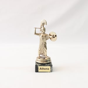 Statua della dea Atena, Atena d&#39;oro, scultura di Atena, statuetta di Atena, statua di Minerva, dea dell&#39;Olimpo, statua greca antica, mitologia greca