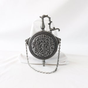 Round Gunpowder Case, Black Powder Flask, Gunpowder Flask, Military Gifts, Retirement Gift for Him, Memorabilia, Poseidon, Unique Wall Decor