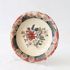 Piatto in porcellana dipinto a mano vintage da appendere, piatto decorativo da parete, piatto da esposizione, piatto antico, piatto da collezione, fiori selvatici