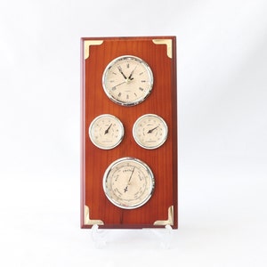 Vintage Weather Station Clock, Thermometer, Barometer, Hygrometer, Weather Instruments, Office Gifts, Office Wall Decor, Unique Home Decor