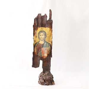 Handmade Jesus Icon, Jesus Christ Icon, Wooden Jesus Icon, Gold Jesus Icon, Byzantine Icon, Religious Icon, Unique Icon Religious Home Decor