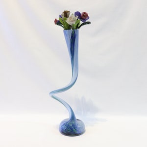 Hand Blown Glass Vase, Multicolor Glass Vase, Blue Glass Vase, Antique Glass Vase, Art Glass Vase, Vase Centerpiece, Unique Home Decor, Gift