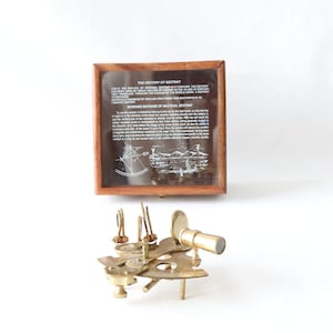 Vintage nautische sextant met houten kist, messing sextant, maritieme geschenken, kapitein cadeau voor mannen, nautische instrumenten, nautisch bureaudecor