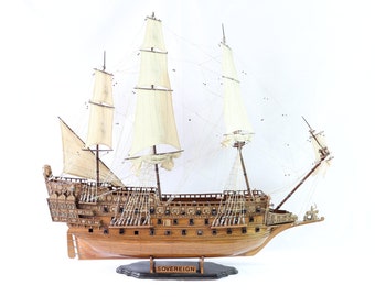 HMS Sovereign of the Seas Ship Model, Wooden Ship Model, Handmade Ship Model, Warship Model, Antique Ship, Nautical Decor, Nautical Decor