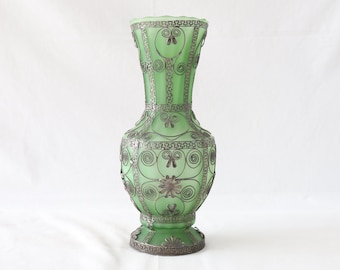 Glass Blown Vase, Antique Glass Vase, Green Glass Vase, Vase Centerpiece, Glass Vase Decor, Greek Vase, Handmade Vase, Unique Home Decor