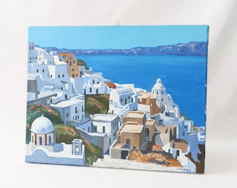 Santorini Island Oil Painting, Caldera, Greek Island Oil Painting, Painting on Canvas, Greek Original Painting, Unique Wall Decor Greek Gift