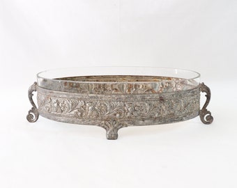 Antique Fruit Bowl, Glass Fruit Bowl, Metal Fruit Bowl, Italian Fruit Bowl, Antique Serving Bowl, Table Centerpiece Bowl, Unique Home Decor