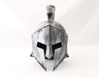 Leonidas Helmet, Spartan Helmet, Greek Soldier Helmet, Greek Helmet, Military Helmet, Plastic Helmet, Greek Gift, Gift for Him Silver Helmet