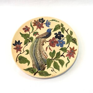 Peacock Plate, Vintage Ceramic Plate, Wall Hanging Plate, Decorative Plate for Wall, Hand Painted Plate, Handmade Plate Farmhouse Wall Decor