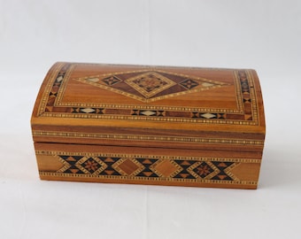 Wooden Jewelry Box, Vintage Jewelry Box, Handmade Jewelry Box, Vanity Box, Marquetry Wooden Box, Jewelry Box for Men, Jewelry Box for Women