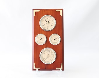 Reloj de estación meteorológica vintage, termómetro, barómetro, higrómetro, instrumentos meteorológicos, regalos de oficina, decoración de pared de oficina, decoración única para el hogar